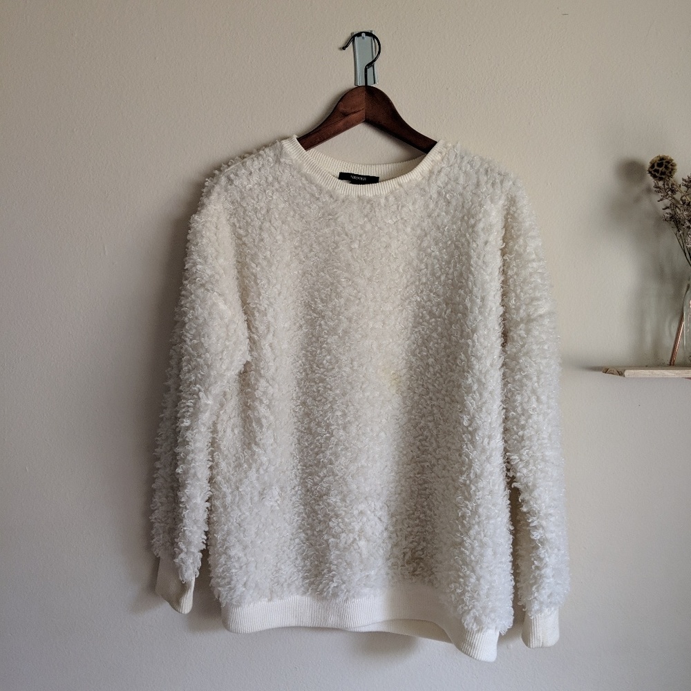 Fluffy white sweater